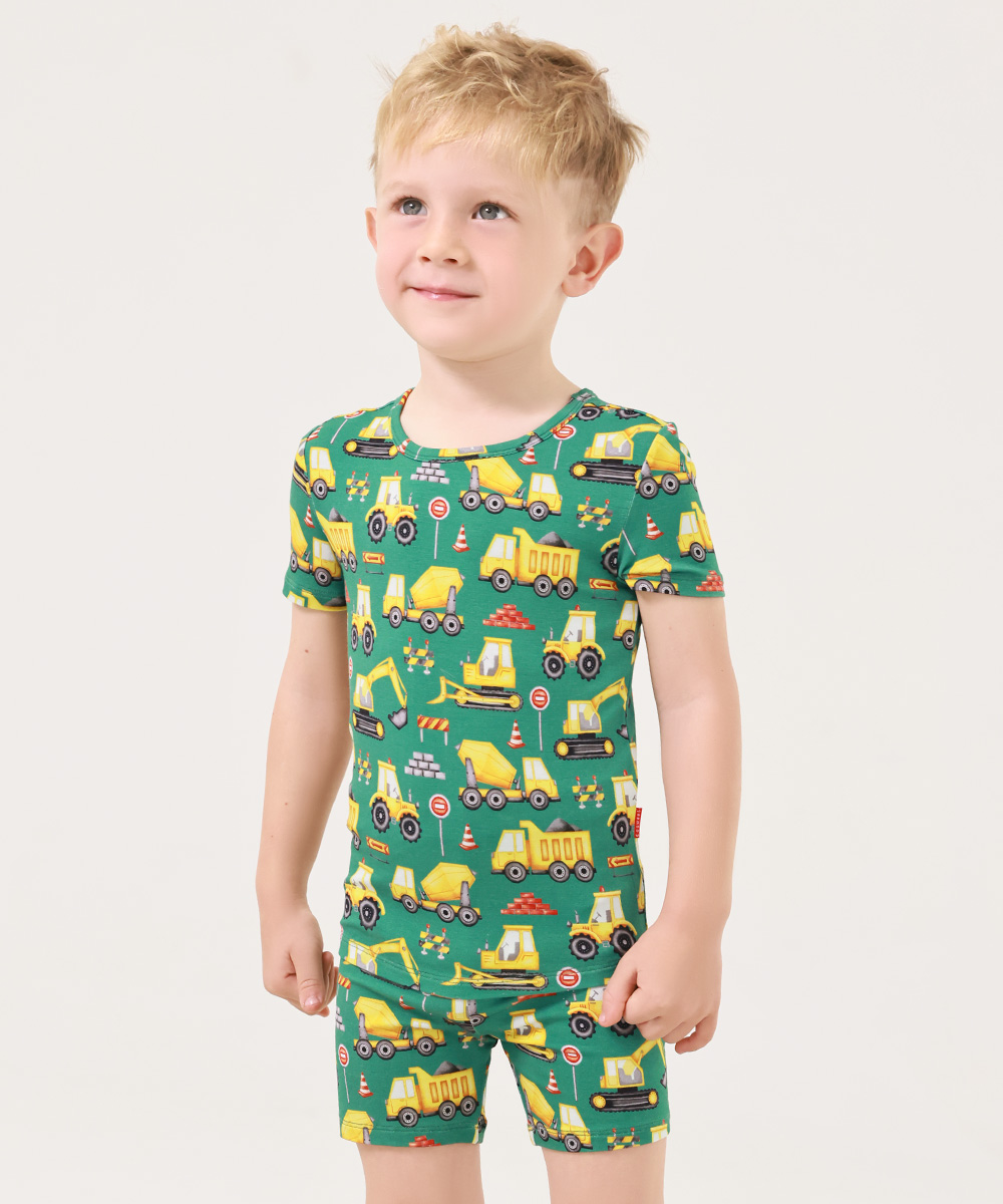 EASWEET Bamboo Viscose Toddler Short Sleeve Summer Pajamas Sets Earthmover-2